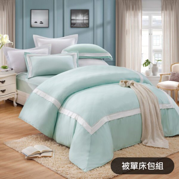 【GLORY】水潤美人 膠原蛋白 被單床包組 湖水綠