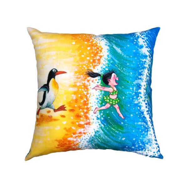 【繪見幾米】幸運遇見你 浪花朵朵 亞麻風 帆布 數位抱枕