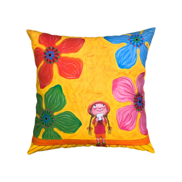 【繪見幾米】我只能為你畫一張小卡片 花漾女孩 亞麻風 帆布 數位抱枕